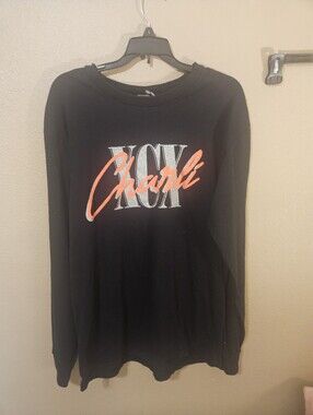 Charli XCX Crash Summer Tour Long Sleeve Black Glitter shirt size LARGE
